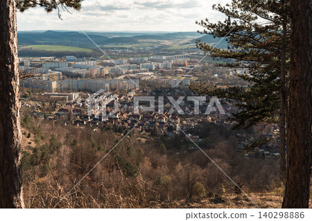 City Valley View Between Forest Trees City Valley View Between Forest Trees 140298886
