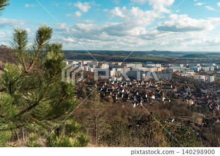 Valley Town And Hills Viewed From Above Valley Town And Hills Viewed From Above 140298900