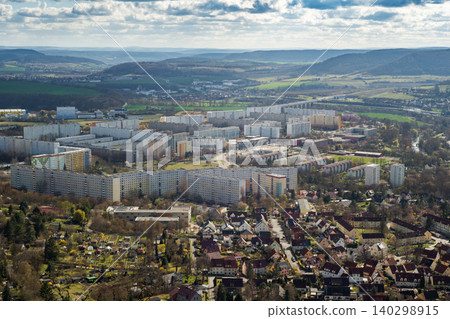 Elevated City View With Hills And Valley Elevated City View With Hills And Valley 140298915