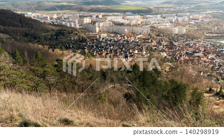 Elevated View Over City And Hills Elevated View Over City And Hills 140298919