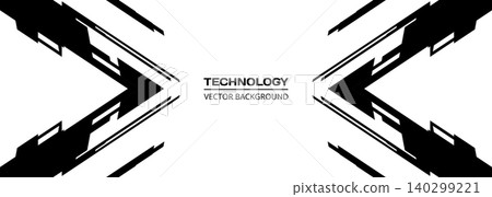 Minimal black and white abstract background with geometric arrows. The symmetrical angular design suggests a modern technology composition. Minimal black and white abstract background with geometric arrows. The symmetrical angular design suggests a modern technology composition. 140299221