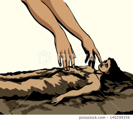 Vector drawing. Creation of man Vector drawing. Creation of man 140299356