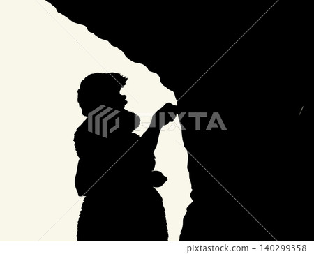 Primitive rock painting. Vector drawing Primitive rock painting. Vector drawing 140299358