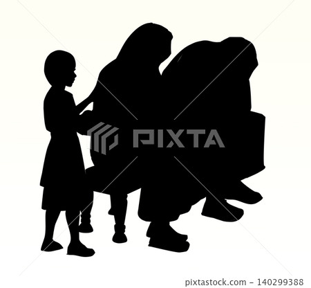 Vector drawing. The girl and her mom Vector drawing. The girl and her mom 140299388