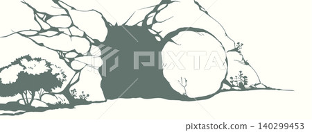 Vector drawing. Old stone cave door Vector drawing. Old stone cave door 140299453