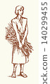 Vector drawing. Man with wheat 140299455