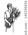 Vector drawing. Woman with wheat 140299456