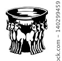 Vector drawing. Model of sea from the temple 140299459