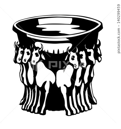 Vector drawing. Model of sea from the temple Vector drawing. Model of sea from the temple 140299459