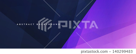 Blue and purple modern abstract wide banner with geometric shapes. Dark blue and purple abstract background. Blue and purple modern abstract wide banner with geometric shapes. Dark blue and purple abstract background. 140299483