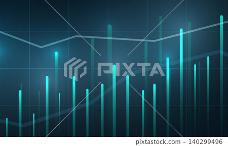 Dark blue abstract technology background with business candle stick graph chart of stock market investment trading concept Dark blue abstract technology background with business candle stick graph chart of stock market investment trading concept 140299496