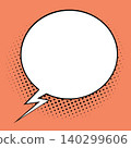 Comic speech bubble with halftone dots lightning tail pop art style 140299606