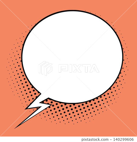 Comic speech bubble with halftone dots lightning tail pop art style Comic speech bubble with halftone dots lightning tail pop art style 140299606