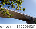New modern Dvorecky Bridge spanning the Vltava River connecting Smichov and Podoli, designed exclusively for public transport, pedestrians and cyclists, Prague, Czech Republic 140299625