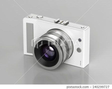 White mirrorless camera with zoom lens White mirrorless camera with zoom lens 140299727
