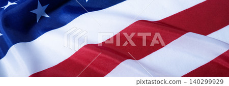 Panoramic american flag banner patriotic waving Panoramic american flag banner patriotic waving 140299929