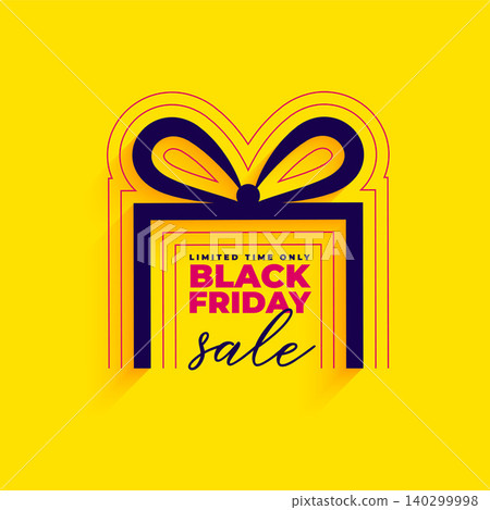 yellow black friday festive sale template with creative giftbox design yellow black friday festive sale template with creative giftbox design 140299998
