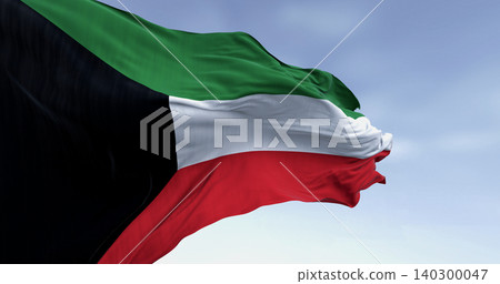 Kuwait national flag waving in the wind Kuwait national flag waving in the wind 140300047