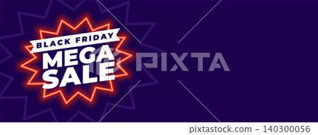 black friday mega sale banner with glowing neon frame black friday mega sale banner with glowing neon frame 140300056