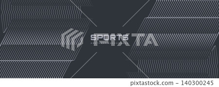 Modern sports banner design with diagonal gray lines. Dark grey abstract sports background Modern sports banner design with diagonal gray lines. Dark grey abstract sports background 140300245