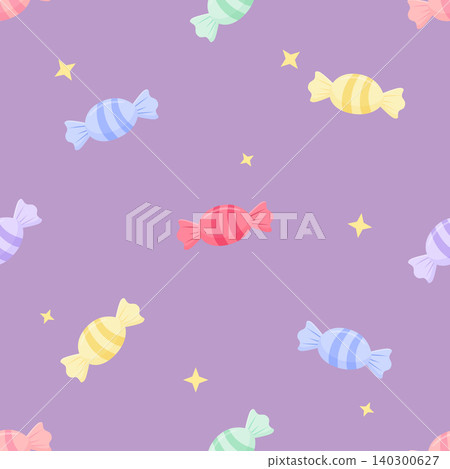 Cute pastel colorful candy seamless pattern on purple background Cute pastel colorful candy seamless pattern on purple background 140300627