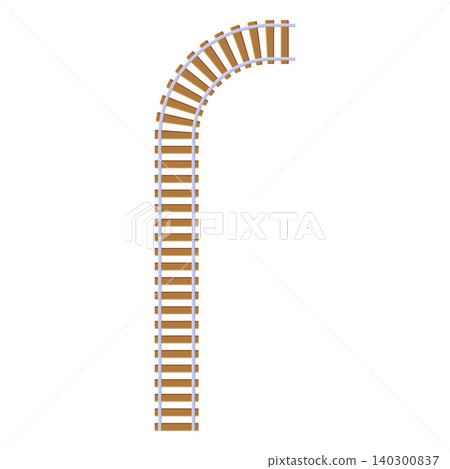 Railroad top view, railway vertical part turn to the right, vector flat train transportation route wooden railroad track Railroad top view, railway vertical part turn to the right, vector flat train transportation route wooden railroad track 140300837