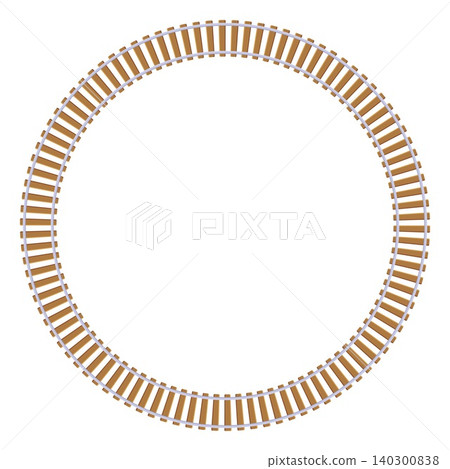 Round railroad top view, railway circle shape, vector flat train transportation route wooden railroad tracks frame Round railroad top view, railway circle shape, vector flat train transportation route wooden railroad tracks frame 140300838
