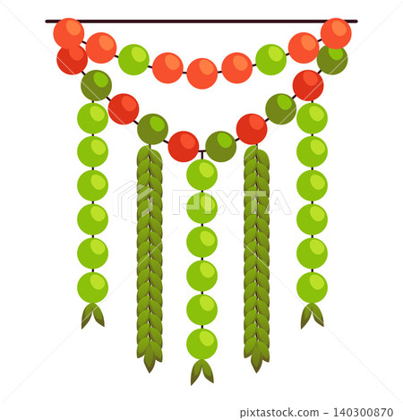 A traditional Indian decorative toran garland made of beads and leaves. 140300870