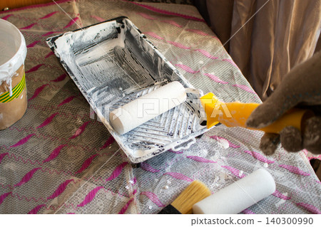 Dipping roller and paint tray ready to use. Affordable home upgrade. Creative freedom and cost savings combined. Cosmetic refresh done alone concepts 140300990