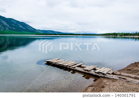Landscape of blue deep lake sun day summer, clouds sky, Baikal Siberia Russia Landscape of blue deep lake sun day summer, clouds sky, Baikal Siberia Russia 140301791