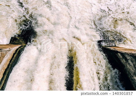 Small hydroelectric power plant Leningrad region Russia river, summer landscape Small hydroelectric power plant Leningrad region Russia river, summer landscape 140301857