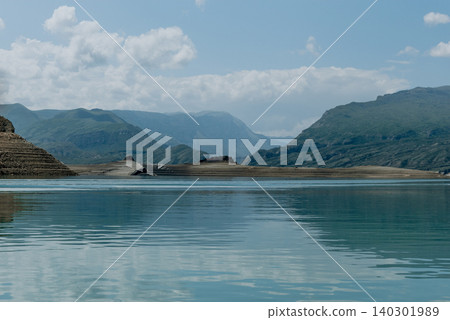 Chirkeyskoye Reservoir, lake in Caucasus Dagestan Russia, summer landscape 140301989