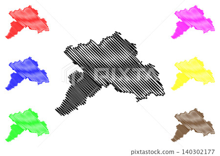 Murau district (Republic of Austria or osterreich, Styria, Steiermark or stajerska state) map vector illustration, scribble sketch Bezirk Murau map Murau district (Republic of Austria or osterreich, Styria, Steiermark or stajerska state) map vector illustration, scribble sketch Bezirk Murau map 140302177