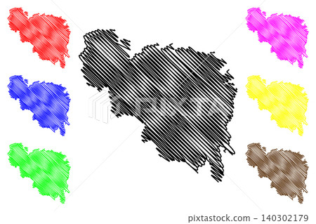 Neunkirchen district (Republic of Austria or osterreich, Lower Austria or Niederosterreich state) map vector illustration, scribble sketch Bezirk Neunkirchen map Neunkirchen district (Republic of Austria or osterreich, Lower Austria or Niederosterreich state) map vector illustration, scribble sketch Bezirk Neunkirchen map 140302179