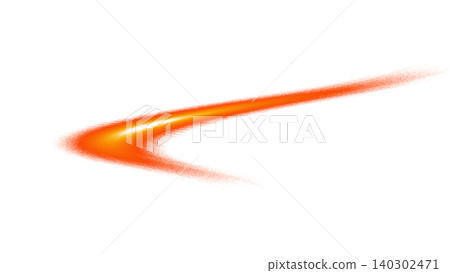 Orange motion arrow with glowing trail on transparent background, fast directional effect for banner, web design, and marketing. 140302471