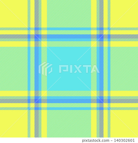 Purity check seamless texture, ethnic textile plaid tartan. France vector pattern fabric background in cyan and lime colors. 140302601
