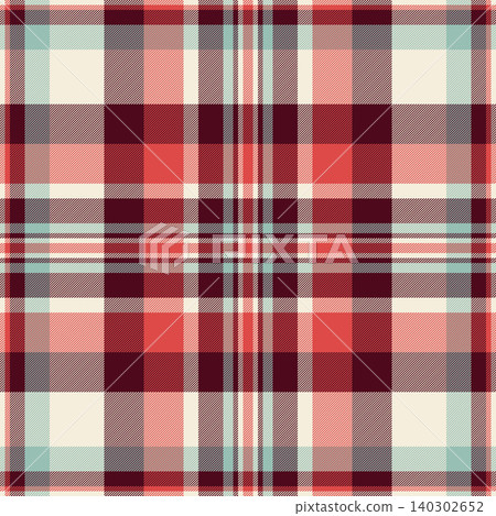 Handkerchief plaid vector textile, primary background fabric check. Valentine tartan seamless pattern texture in red and antique white colors. Handkerchief plaid vector textile, primary background fabric check. Valentine tartan seamless pattern texture in red and antique white colors. 140302652