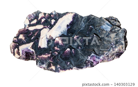 raw piece of coated fluorite rock cutout 140303129