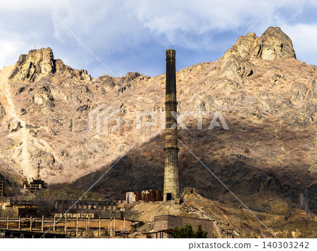 chimney of Copper Chemical plant in Alaverdi town 140303242
