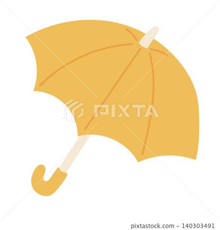 Illustration of a yellow umbrella (hand-drawn style, vector, white background) 140303491