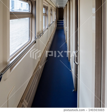 inside compartment carriage in railway train 140303883