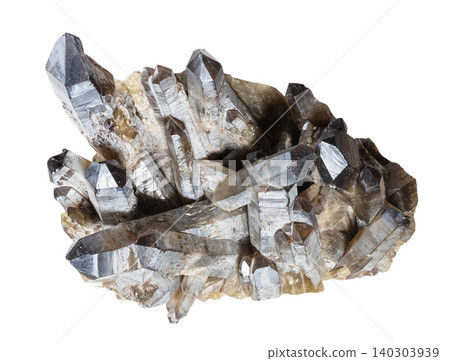 druze of smoky quartz crystals cutout on white druze of smoky quartz crystals cutout on white 140303939