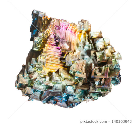 sample of laboratory grown bismuth crystal cutout sample of laboratory grown bismuth crystal cutout 140303943