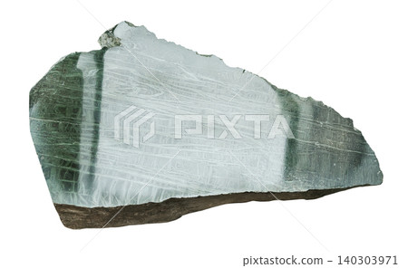 polished piece of green tinguaite rock cutout polished piece of green tinguaite rock cutout 140303971