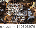 Corroded Vehicle Engine with Aluminum Block Close Up. 140303979