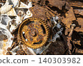 Corroded Vehicle Engine with Aluminum Block Close Up. 140303982
