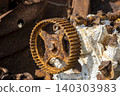 Corroded Vehicle Engine with Aluminum Block Close Up. 140303983