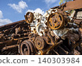 Corroded Vehicle Engine with Aluminum Block Close Up. 140303984