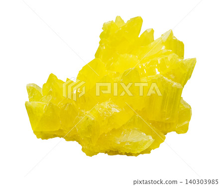 raw yellow druse of sulfur crystals cutout raw yellow druse of sulfur crystals cutout 140303985