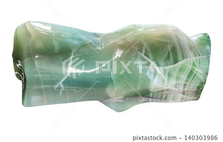 polished piece of green nephrite rock cutout polished piece of green nephrite rock cutout 140303986
